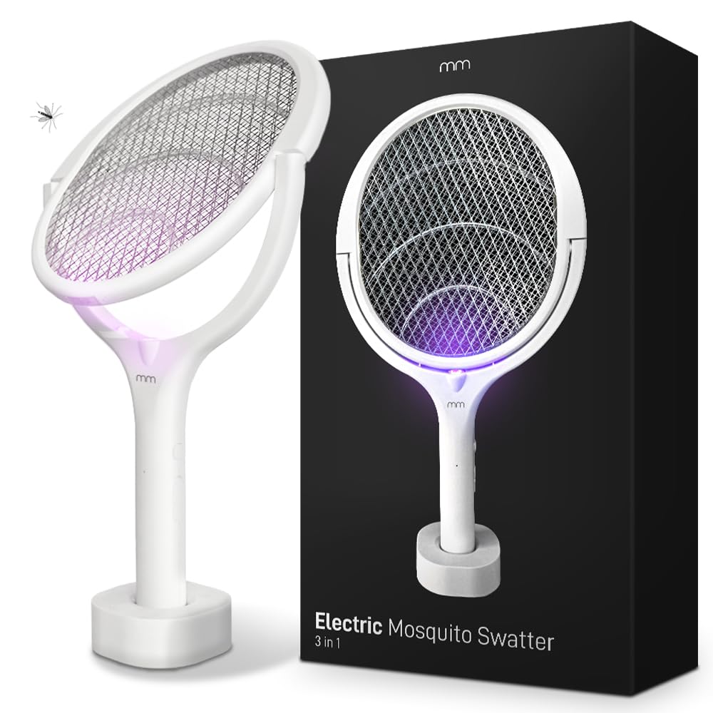 Mikamax Electric Musquito Swatter - Electric Fly Swatter - Rotating Head - Rechargeable - Mosquito Killer