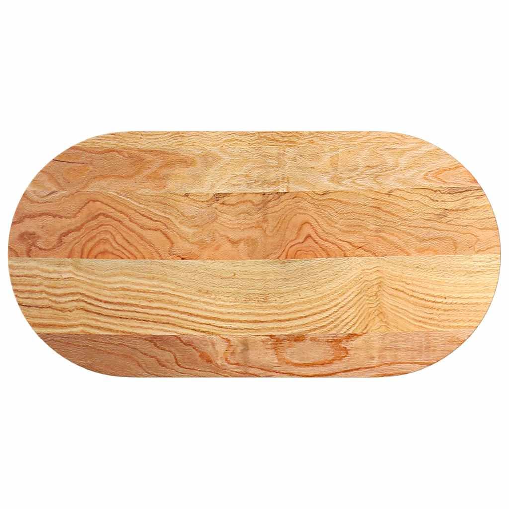 Plateau robuste en chêne massif ovale 100x50x4 cm, dessus de table noble marron clair durable