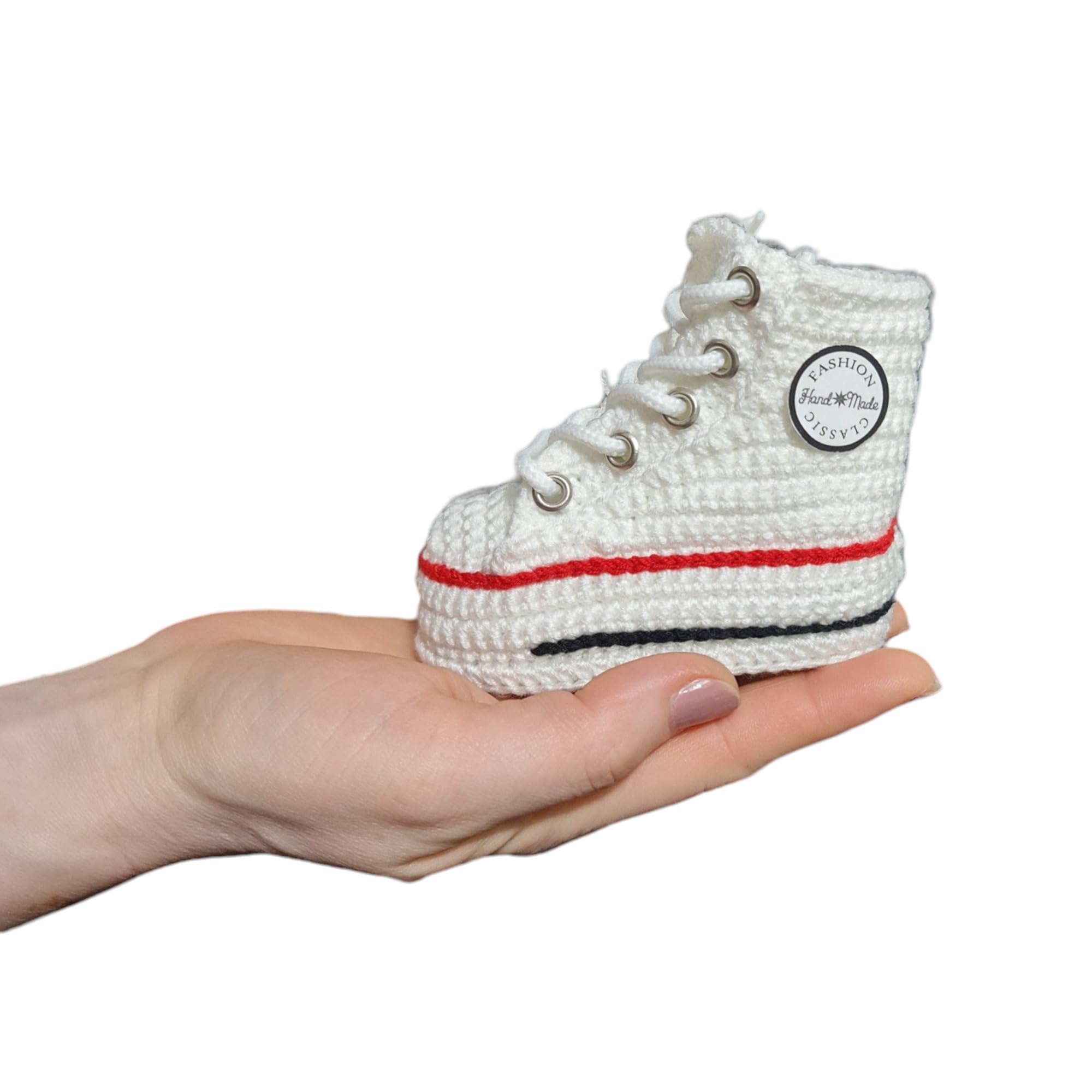 weiße Bio Häkel Baby Sneaker Booties, weiche rutschfeste Strickschuhe für Jungen und Mädchen, geschlechtsneutrale Baby-Boots, personalisierte Neugeborenen-Geschenke