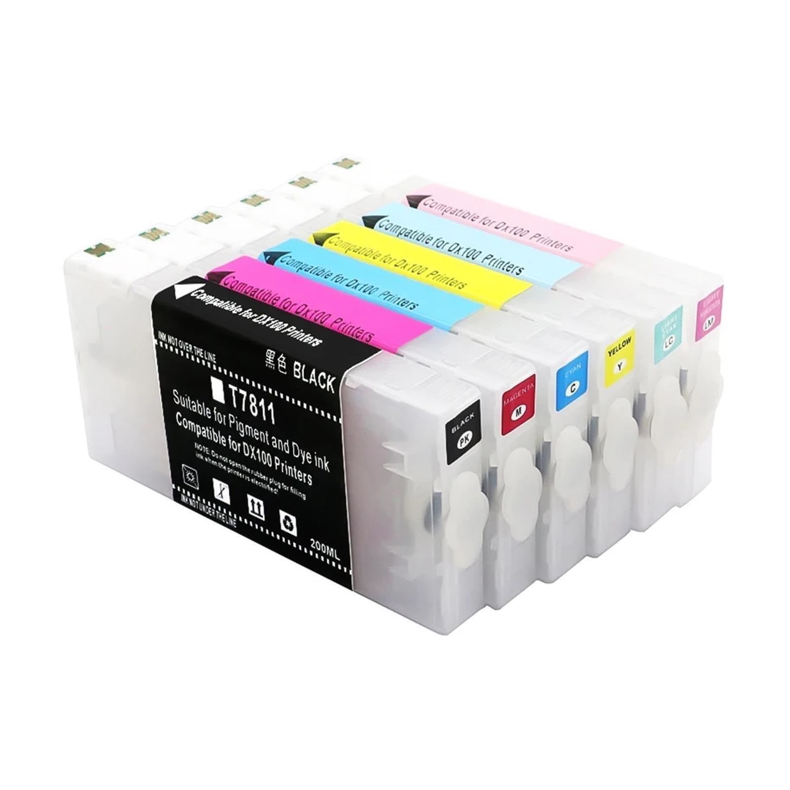 Generico Cartucce Ricaricabili T7811 T7816 Compatibile Con Fujifilm DX100 | T7812 T7813 T7814 T7815, Cartucce vuote, Chip incluso, Fornitura di ricarica inchiostro(T7815 LC)