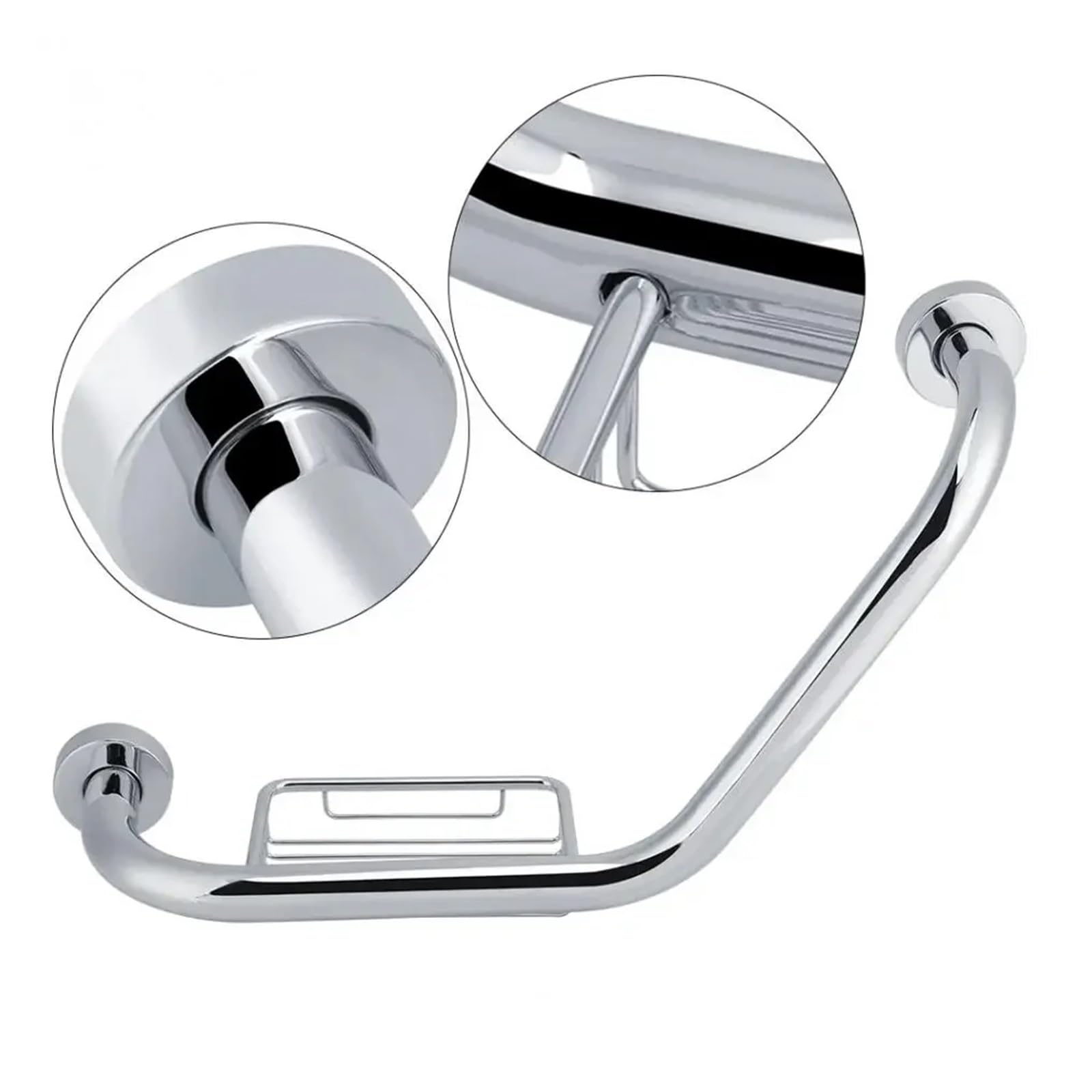 Barra de Apoyo para baño de Acero Inoxidable, Soporte para jabón, asa de Seguridad para bañera, pasamanos Antideslizante para Ducha y bañera, Ideal para Personas Mayores y discapac