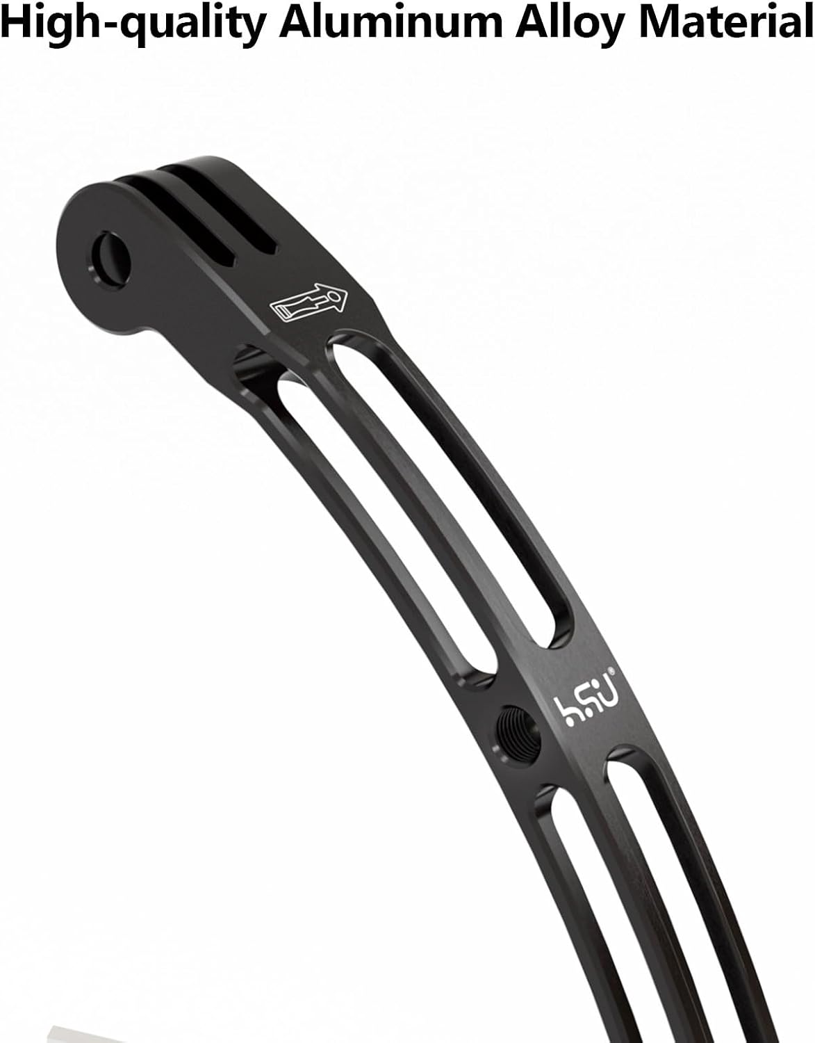 HSU Aluminum Alloy Curved Extension Arm (5.3”) Metal Pole Mount Helmet Stick Extension Arm Mount for GoPro Hero 13/12/11/10/9/8/7/6 Black, DJI Osmo Action 4/3 and More Action Cameras (Black) - Image 4