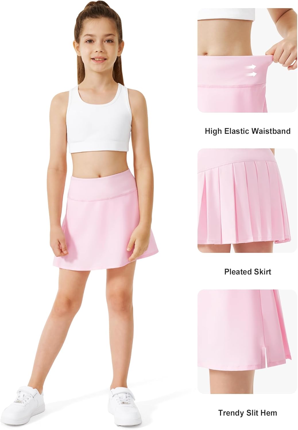 Stelle Girls Tennis Skirts with Inner Shorts Pockets Golf Skirts Athletic Running Workout Pleated Skort 5-15Years - Image 4