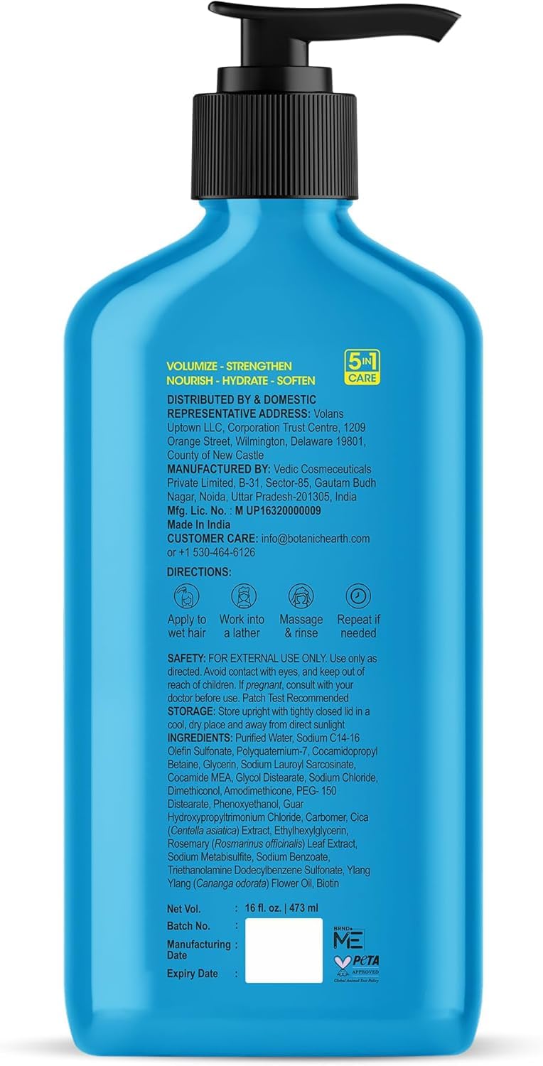 Botanic Hearth Rosemary Shampoo Infused With Cica, Ylang Ylang Oil & Biotin Oil – Clarifying Shampoo For Hair Volume, Growth & Strength | Paraben & Sulfate Free | For All Hair Types, 16 Fl Oz