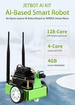 JetBot AI Kit Add-ons Accessories for Jetson Nano to Build Smart Robot JetBot with Front Camera Eye and ROS Nodes Code Dual Mode Wireless WiFi Bluetooth Facial Recognition Object Tracking @XYGStudy