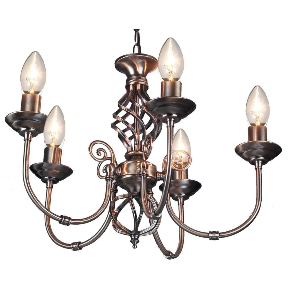 Thlc Antique Brass Traditional Barley Knot Twist 5 Light Ceiling Pendant Chandelier