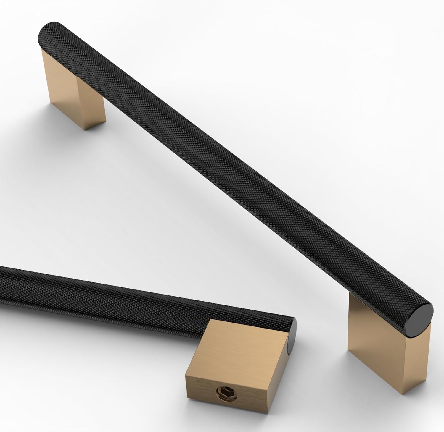 Asidrama 10 Pack 7 Inch(177mm) Matte Black and Champagne Bronze Cabinet Pulls Knurled Cabinet Handles Kitchen Cabinet Hardware Cupboard Handles Drawer Pulls