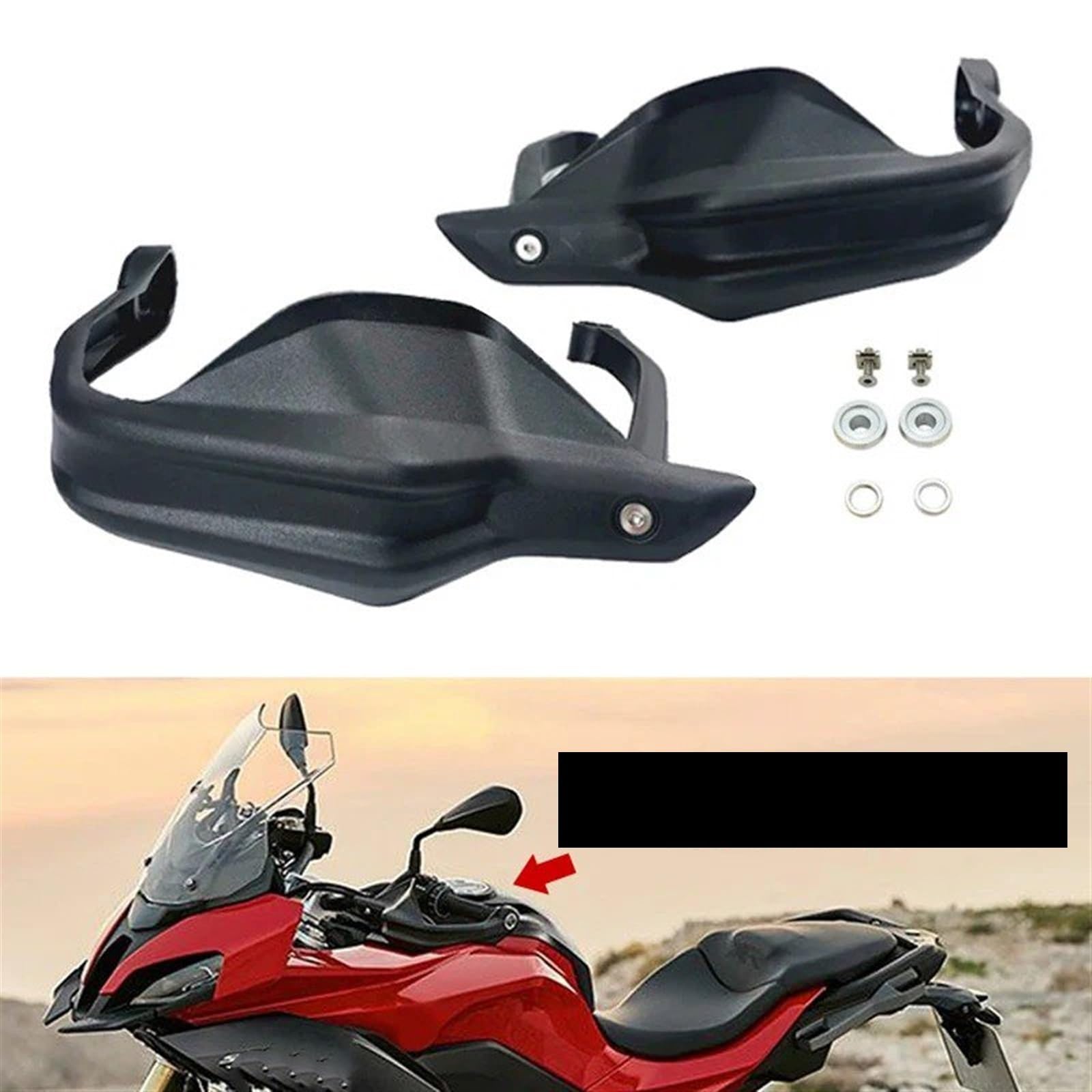 Moto Paramani Per BMW Per S1000XR Per S1000 Per XRS Per 1000XR S Per 1000 XR 2016-2023 Protezione Per Impugnatura Paramano Per Moto Protezione Per Scudo Paramano Parabrezza Manubrio Protezione(Black)