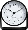 Small Desk Analog Alarm Clock Battery Powered Mini Metal Nightstand Shelf Clock with Light Side Table Decor Mid Century Cute Alarm Clock for Heavy Sleepers Bedrooms Desktop Living Room Bathroom