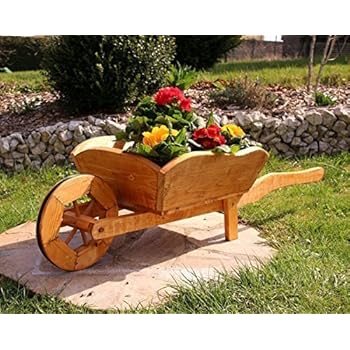 CasaJame Pflanztopf Zink Karre Bollerwagen zum Bepflanzen oder