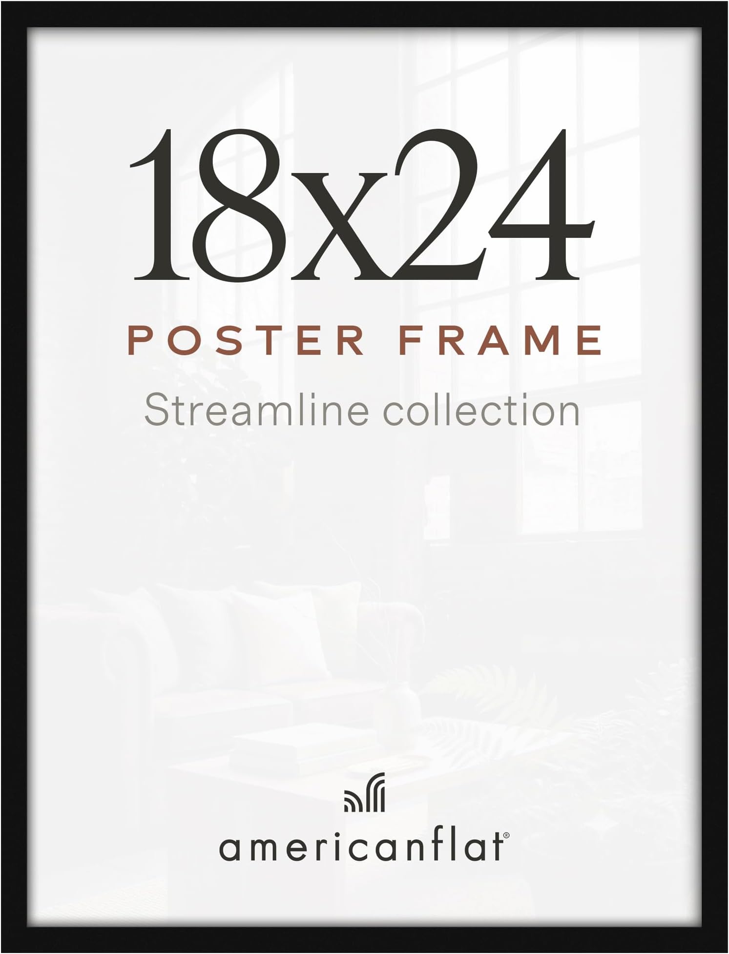 Americanflat 18x24 Poster Frame - Slim Molding - Black