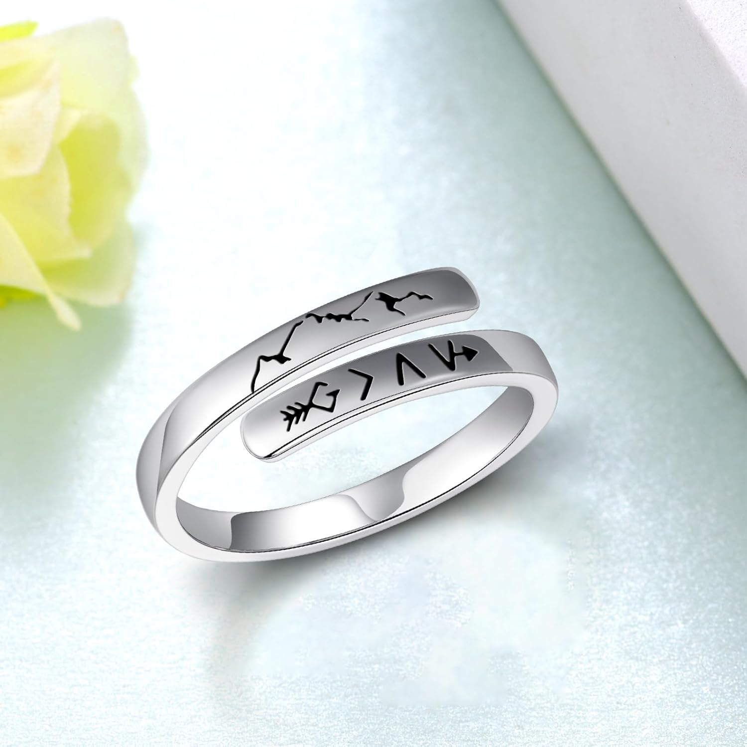 Mountain Ring 925 Sterling Silver God is Greater than the Highs and Lows Ring Faith Rings for Women Mom Storyteller Jewelry - Image 5