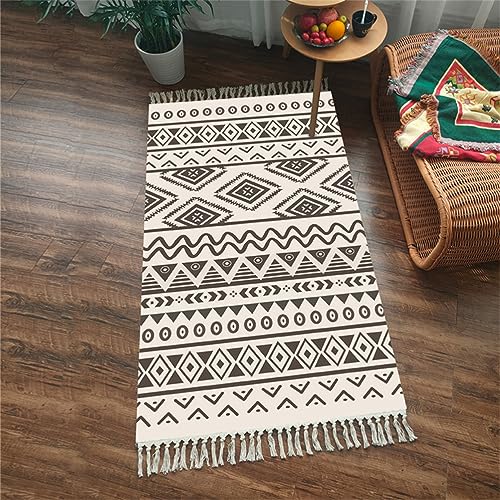 Tomifine Tapis Bohème avec Franges Tapis de Sol Decoration Tissé Ethnique Tapis Antiderapant Géométrique Lavable Tapis de Couloir pour Chambre, Salon...