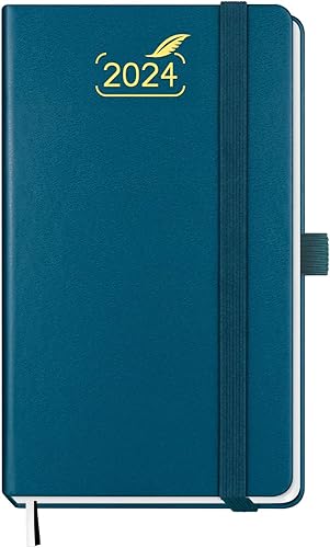 BEZEND - Agenda de bolsillo 2024, calendario pequeño para bolso de 3.5 x 6 pulgadas, agenda diaria, semanal y mensual con soporte para bolígrafo,