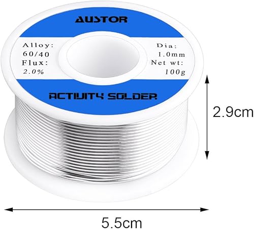 Miniatura 31 de AUSTOR Alambre de soldadura de núcleo de colofonia de plomo de estaño 60-40 para soldadura eléctrica (3.53 oz, 0.031 in)