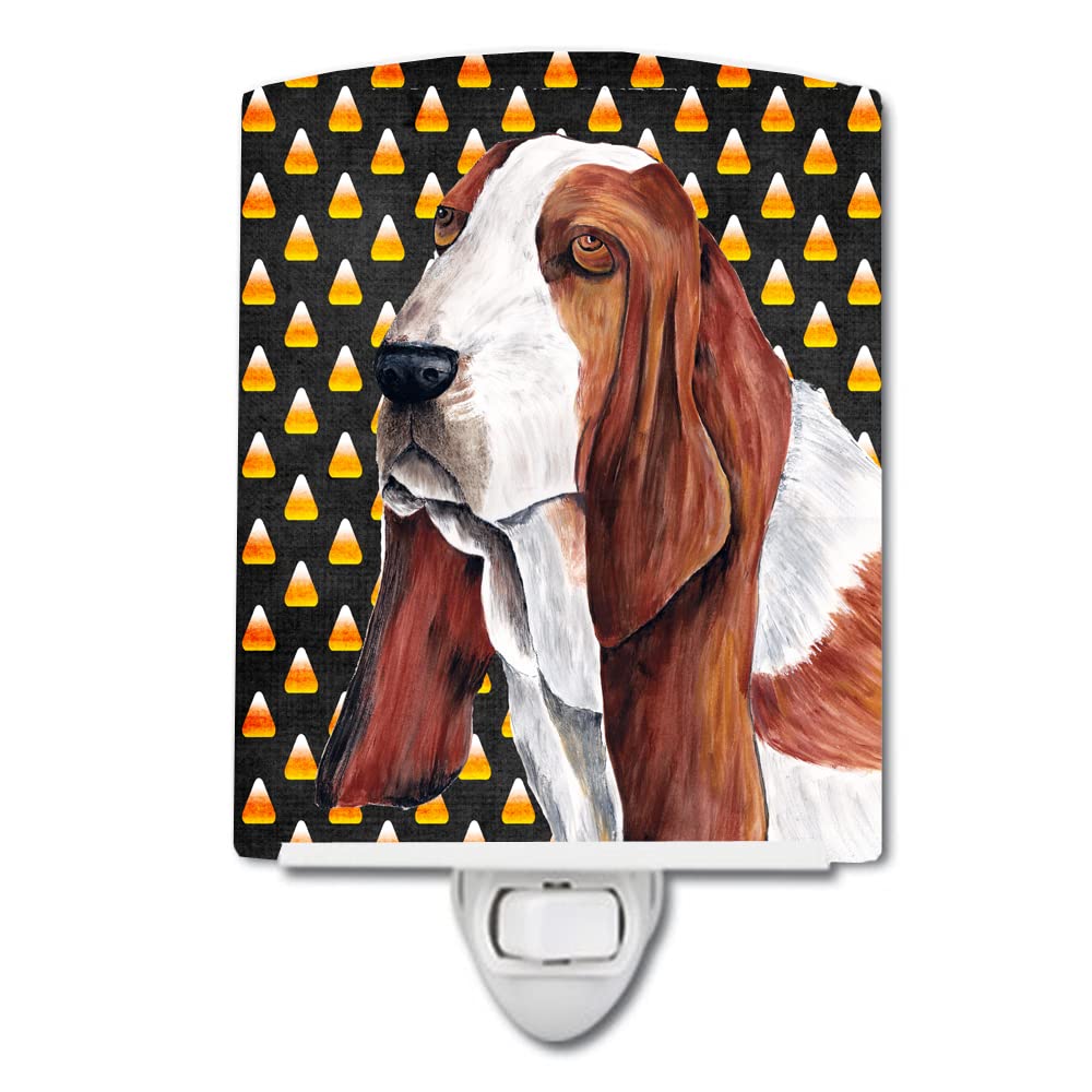 Carolines Treasures Ceramic Night Light, Basset Hound Candy Corn, UL-Certified,