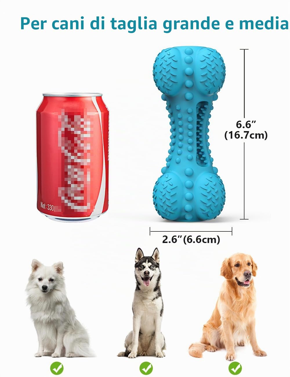 SCHITEC Giocattoli Indistruttibili per Cani - Osso di Gomma con Squeaker per Cani Medio-Grandi