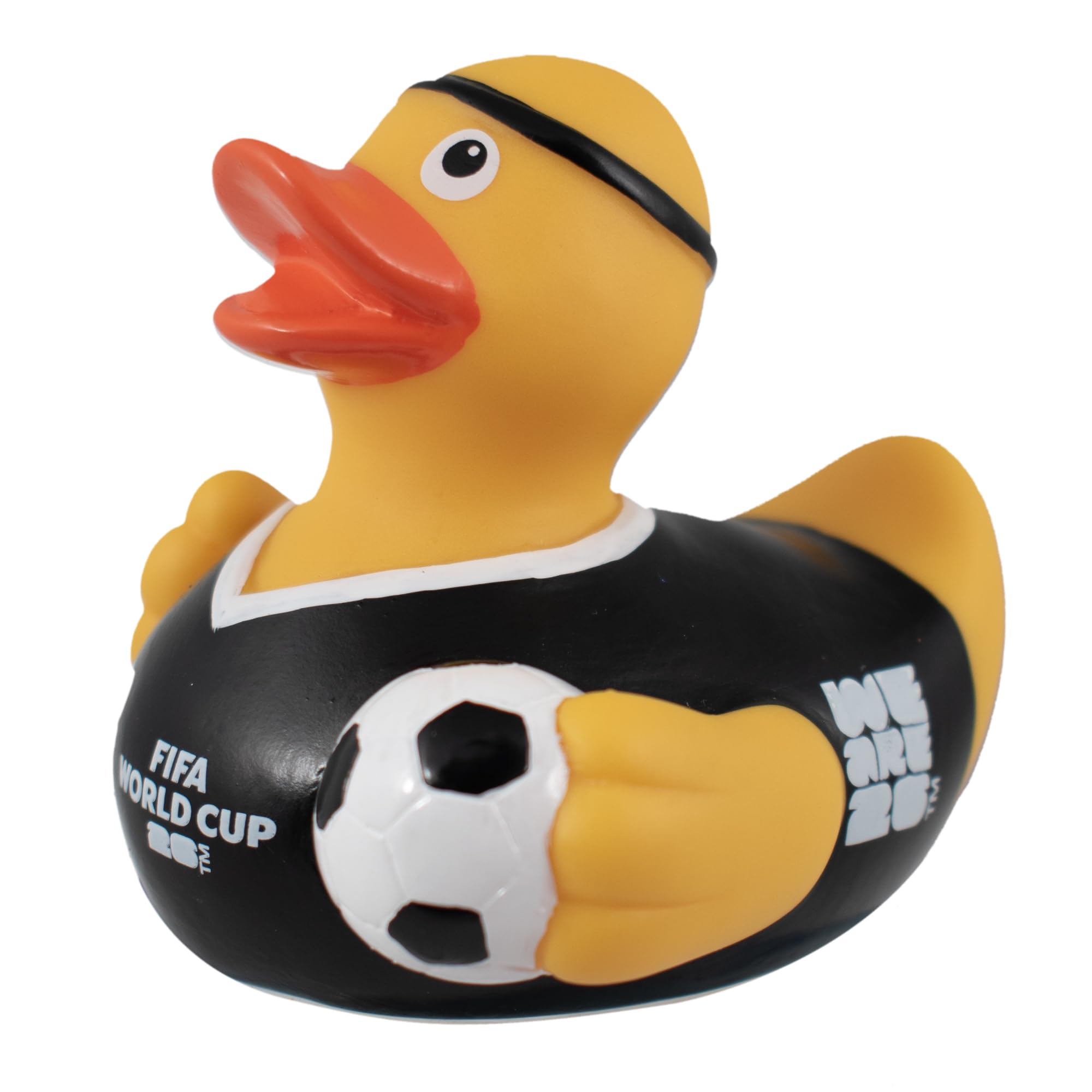 Hy-Pro Officially Licensed FIFA World Cup 2026 Rubber Duck - Bath Toy with Headband & Shirt Holding Ball, Collectible Football Mascot for Supporters, Fun & Nation Pride Display - Yellow - 2
