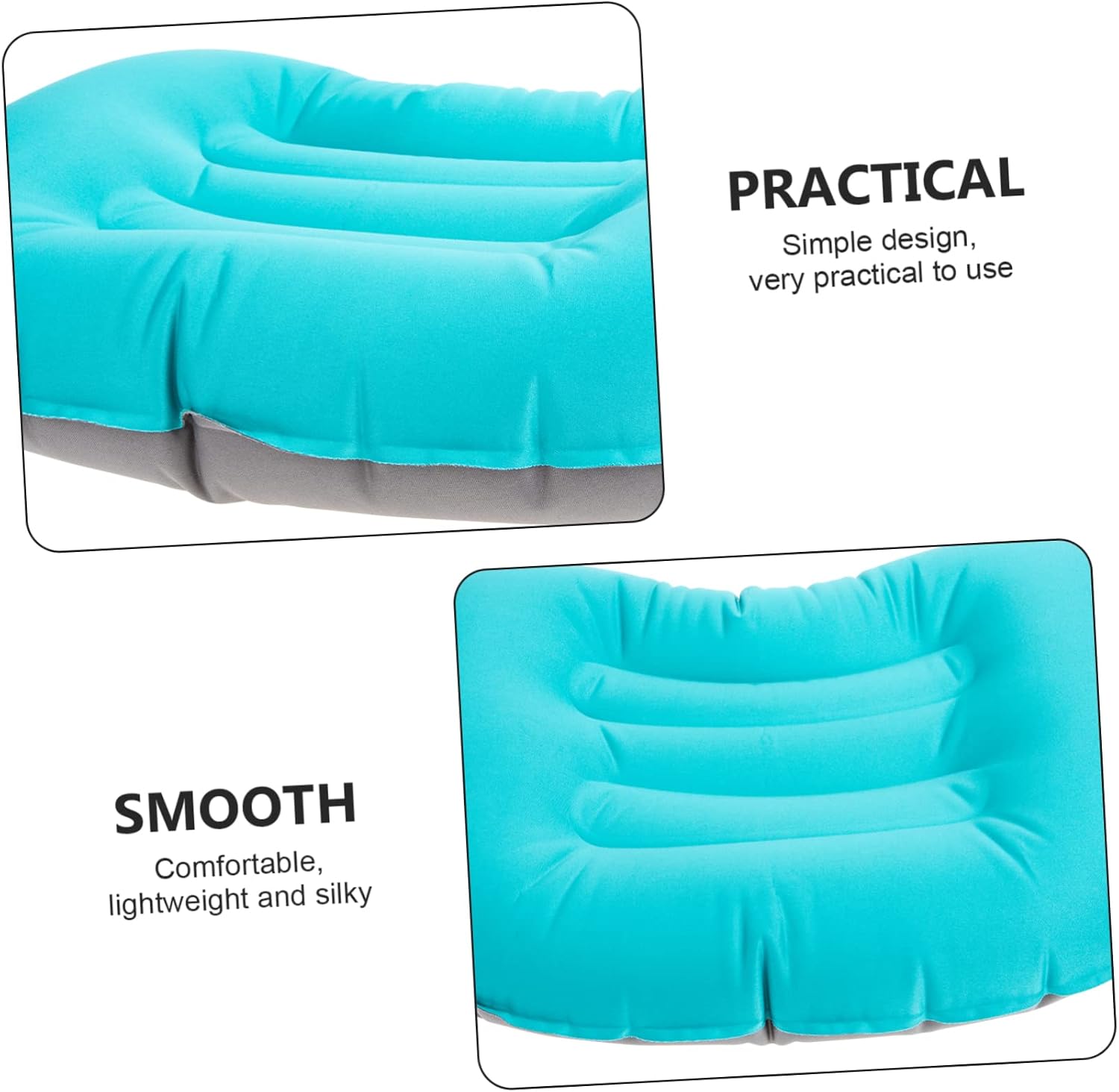 Mikikit Lightweight Inflatable Outdoor Camping Pillow Ergonomic Neck Support Rest Pillow for Travel Office Use Compact Portable Moonlight Blue