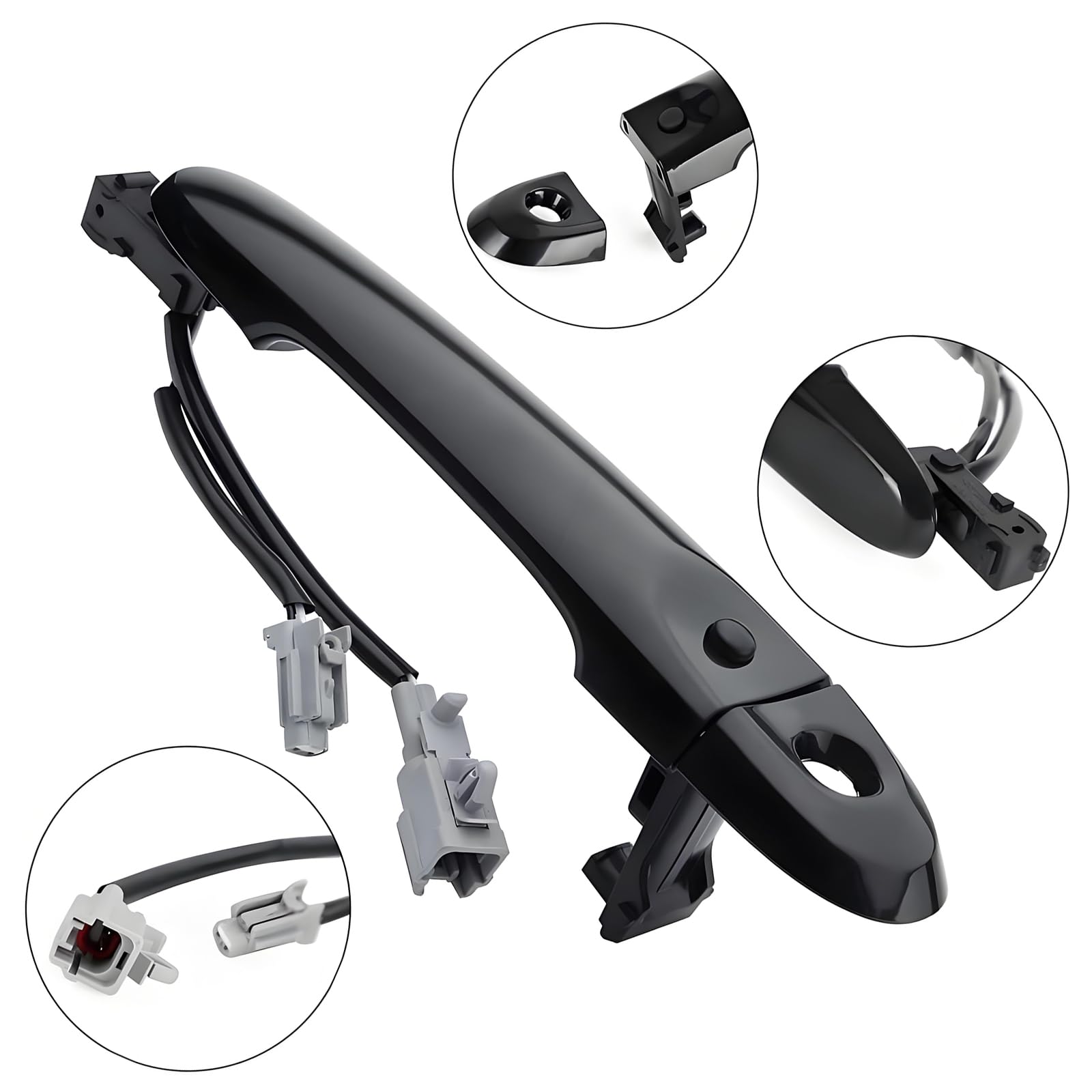Poignée de porte avant droite côté conducteur compatible avec Nissan Juke F15 2010-2019, 80644-1FA5A, 80644-3WC2A (Noir)