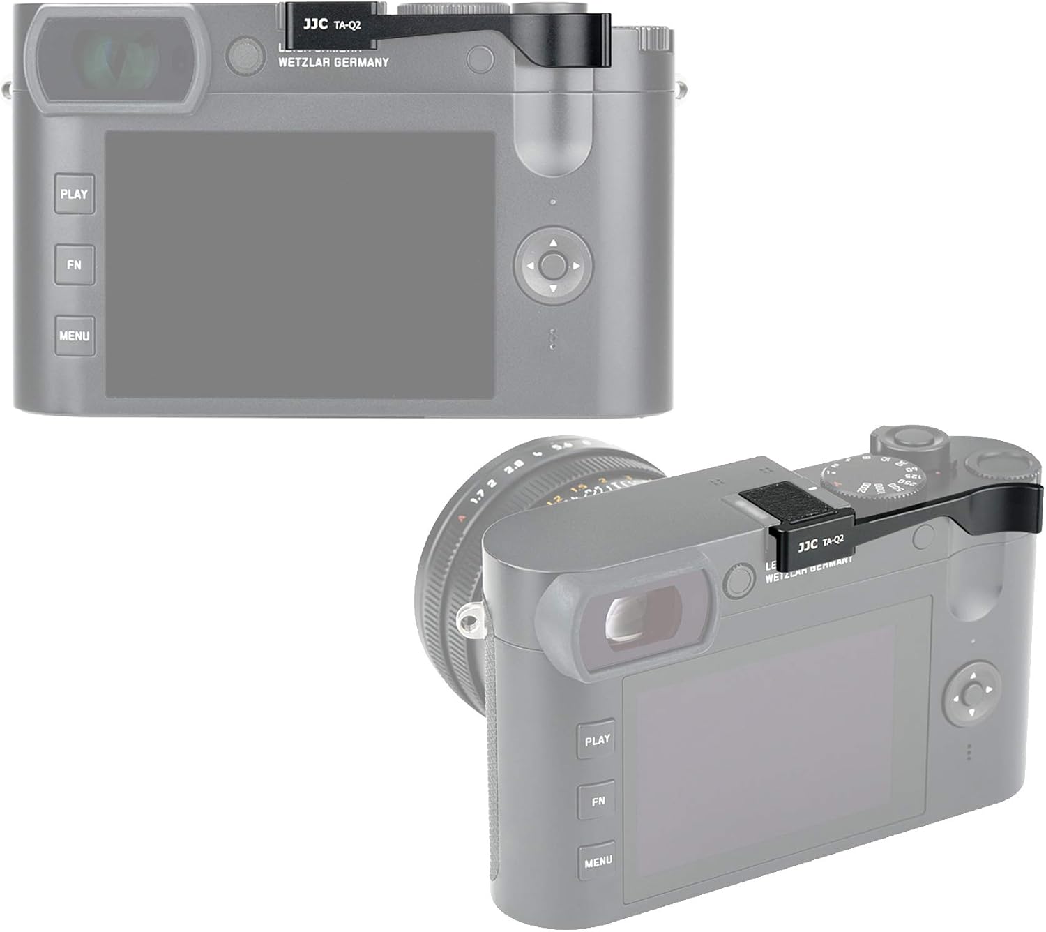 JJC TA-Q2 Thumbs Up Grip for Leica Q2 Camera, Leica Q2 Thumb Grip, Made of Premium Anodized Aluminium Alloy, Silicone Pad, Hot Shoe Grip for Leica Q2, Weight 5G, Size 62x126x212.9mm