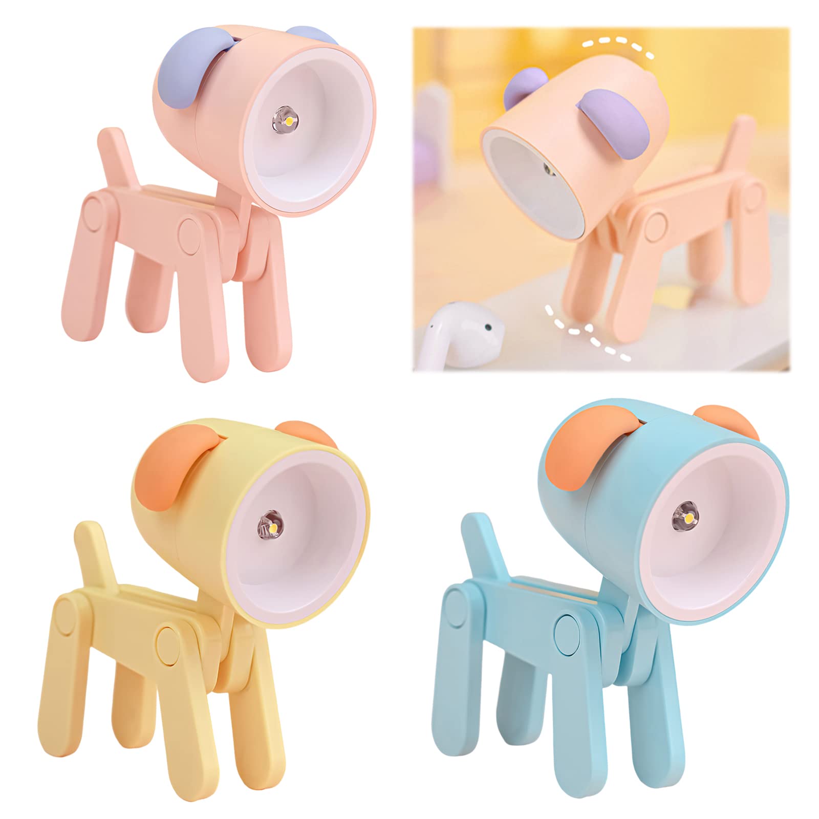 Majome Cute Night Light Dog DIY LED Desk Lamp Portable Adjustable Night Light Decorative Ornaments Light for Home Office College Room Girls Boys Christmas Gifts