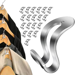 Metal Clothes Hanger Connector Hooks, 20Pcs Durable Hanger Hooks Space Saver, Space Saving Hanger Extender Hooks for Closet Organizer and Storage