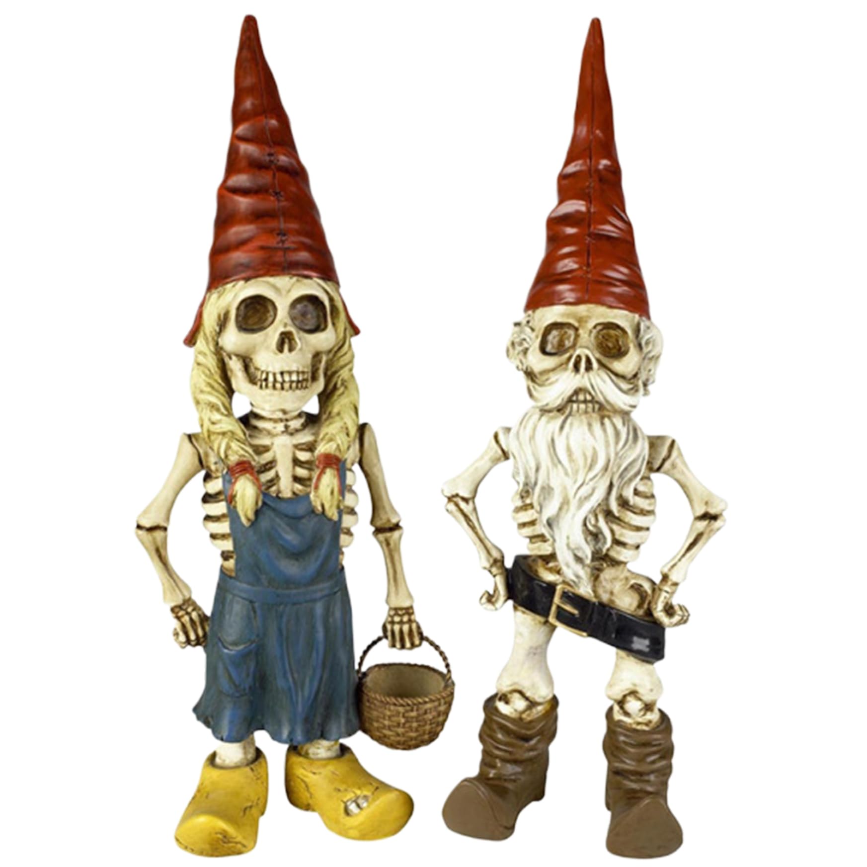 Gnomes de jardin Halloween horreur : couple de zombies en résine au design détaillé