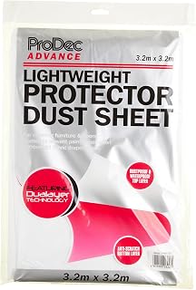 ProDec Advance PNWS129 Lightweight 3.2m x 3.2m Non-Woven Dust Sheet Dustproof and Waterproof Ideal for Covering and Protecting Floors and Furniture from Spills and Splashes When Painting, White