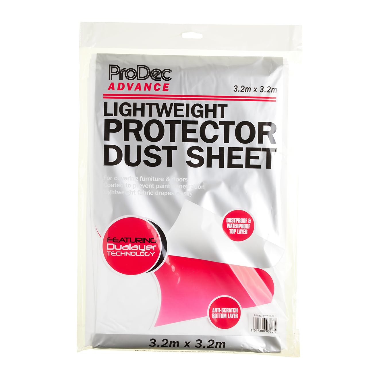 ProDec AdvanceLightweight 3.2m x 3.2m Non-Woven Dust Sheet Dustproof and Waterproof Ideal for Covering and Protecting Floors and Furniture from Spills and Splashes When Painting and Decorating