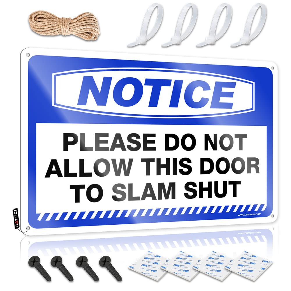 STWNVOITV Tinsign Decor Notice Please Do Not Allow This Door To Slam Shut Tin Sign Beer Bar Metal Sign Tin Metal Bar Signs(20X30CM)