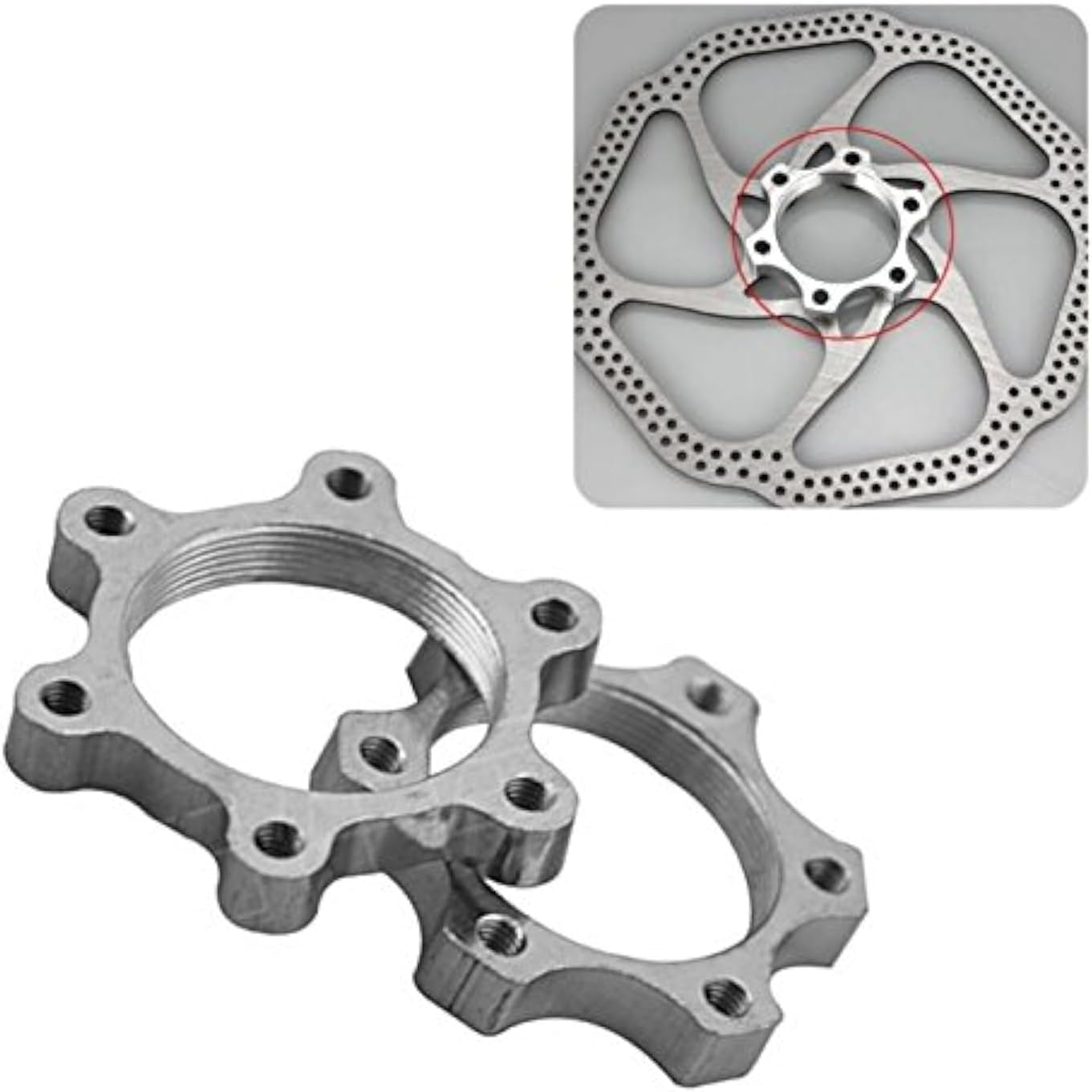 Bicycle Bike Freewheel Threaded Hubs Disk Disc Brake Rotor 6 Bolt Flange Adapter 44MM๏ผ 2 pcs/pack