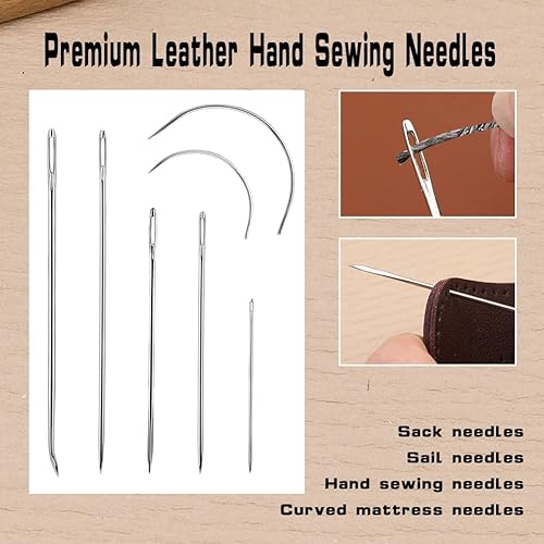 Miniatura 48 de Ftyiwu Hilo encerado, aguja de tapicería e hilo de 32 yardas con 7 agujas de coser a mano para tapicería del hogar, alfombra, lona, reparación