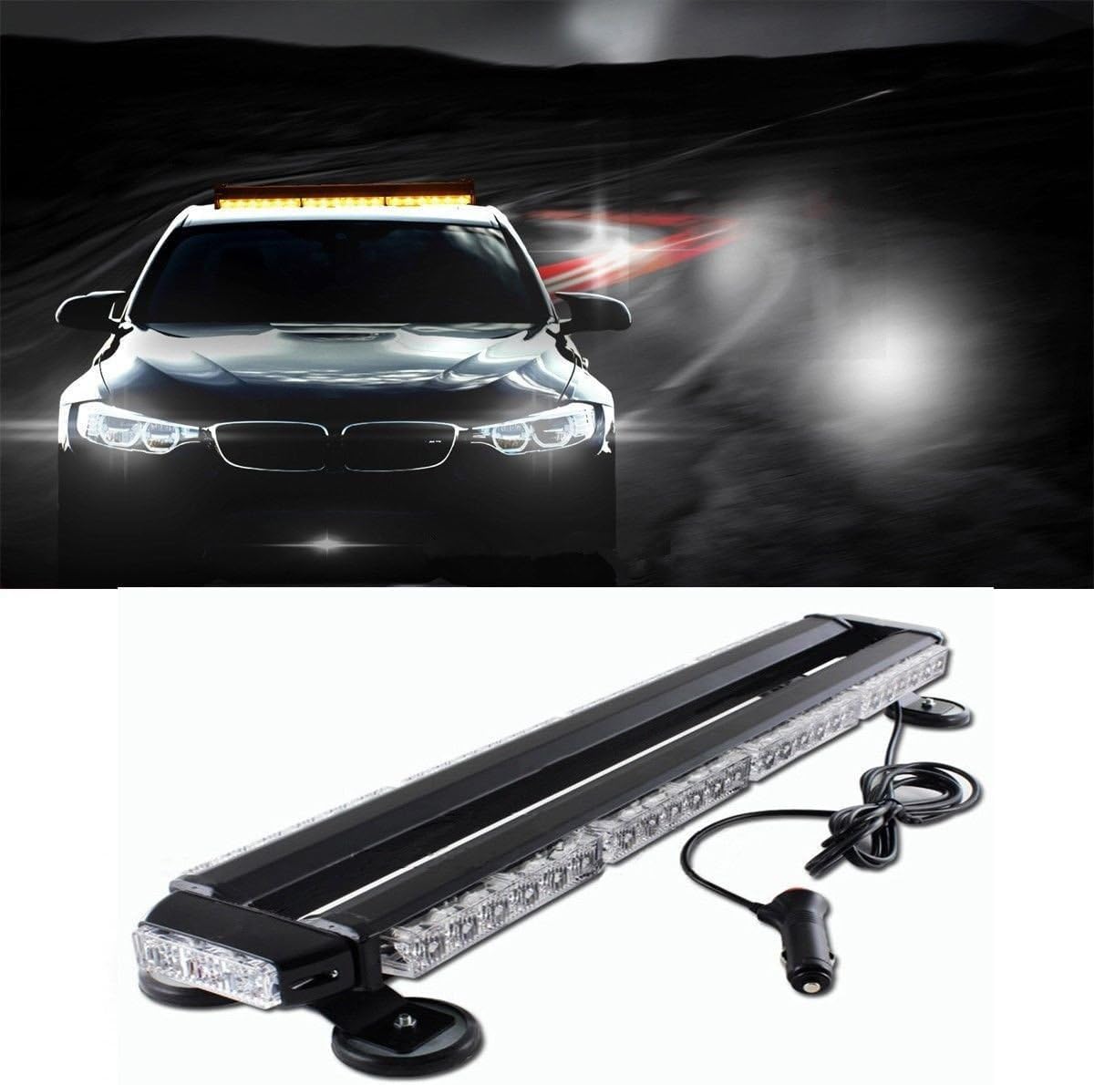 TangDao 54 LED 7 modes Double Face Advertissement d'Urgent Véhicule Stroboscope Clignotant Lampe Barre pour Van Camion 12V (Bleu)