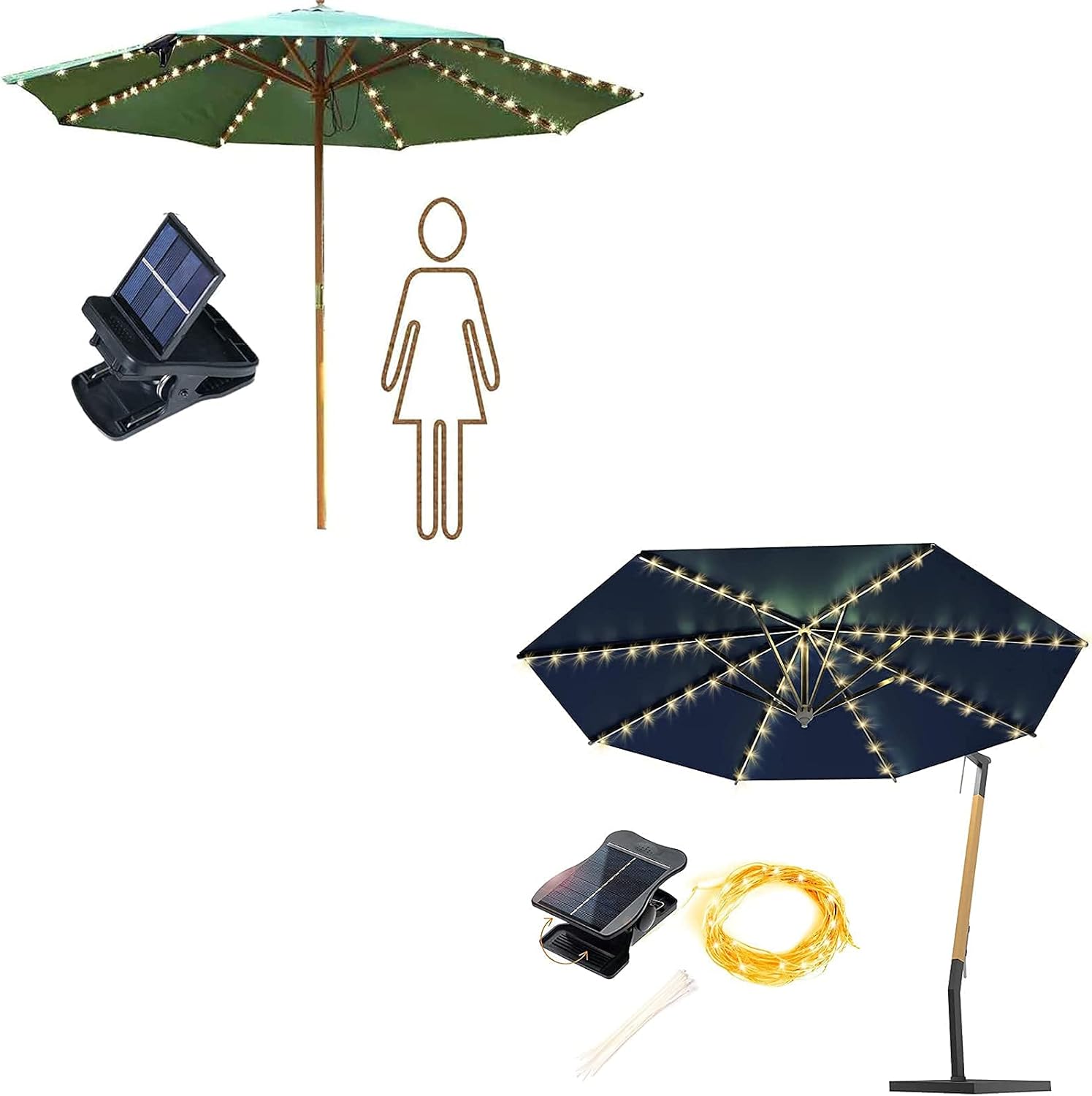 VOOKRY 8 Modes Patio Umbrella Lights Solar Powered + 104 LED Waterproof Umbrella Pole Solar Lights : Tools & Home Improvement