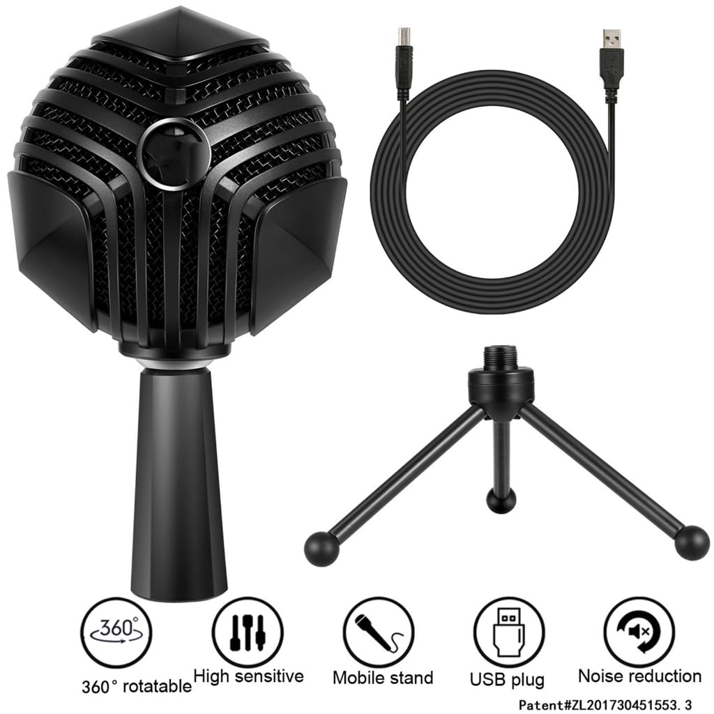 Microphone d'ordinateur USB omnidirectionnel antibruit