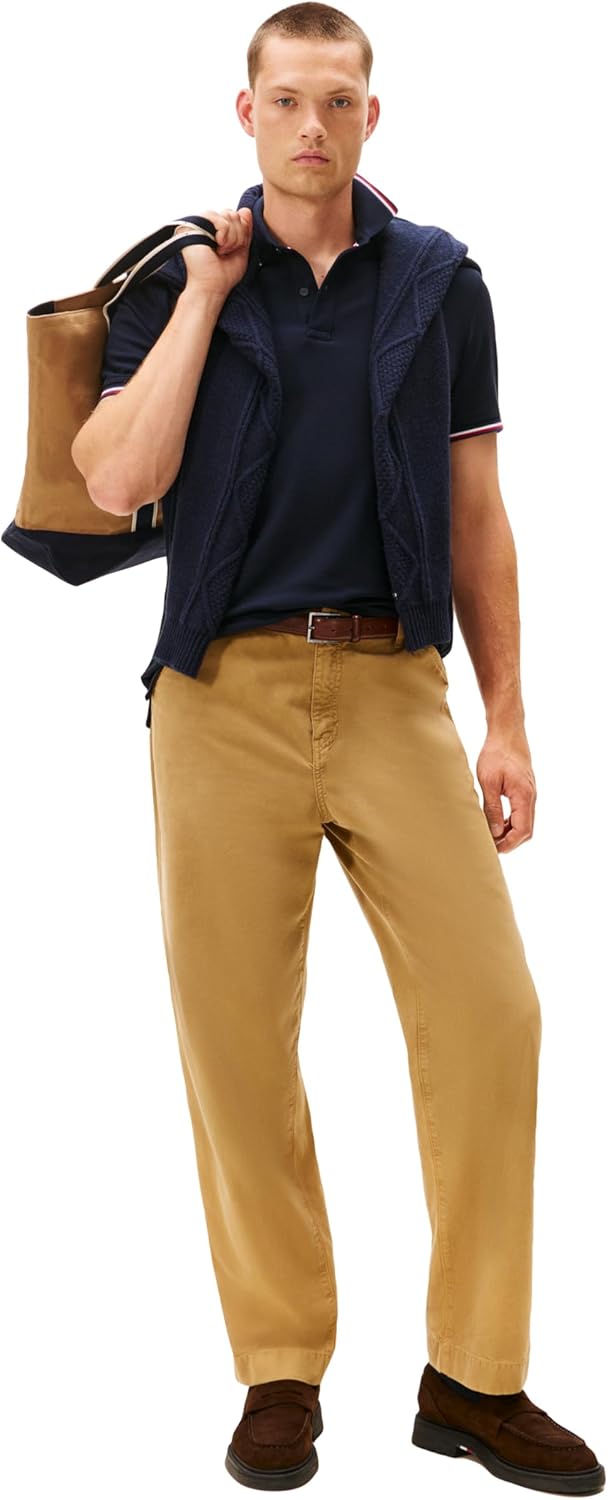 Tommy Hilfiger Mens Short Sleeve Casual Polo Shirts in Regular Fit with Stretch and Cuff Designs - Image 3