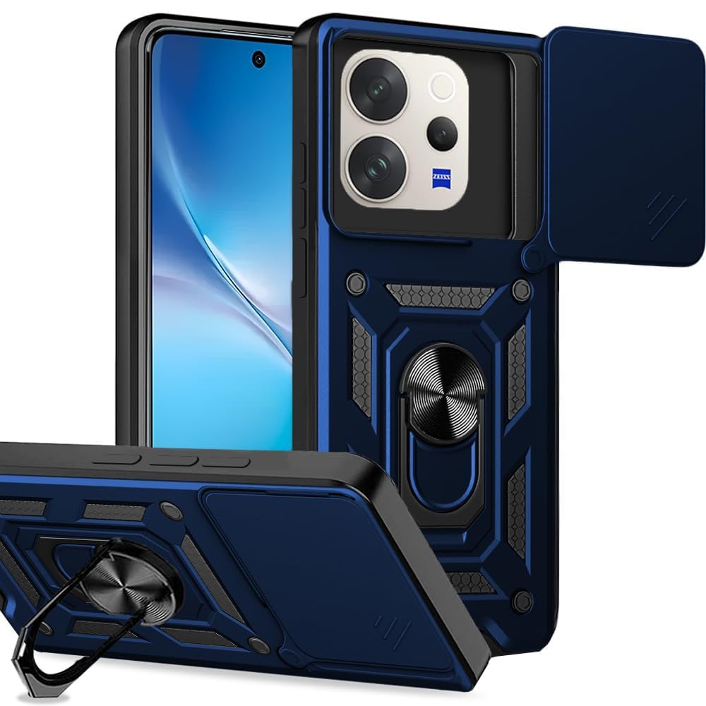 Luxe® Back Cover Compatible for Vivo V70 5G / Vivo V70 Elite 5G | D10 Tough Armor Case | Sliding Camera Shield | 360° Prot