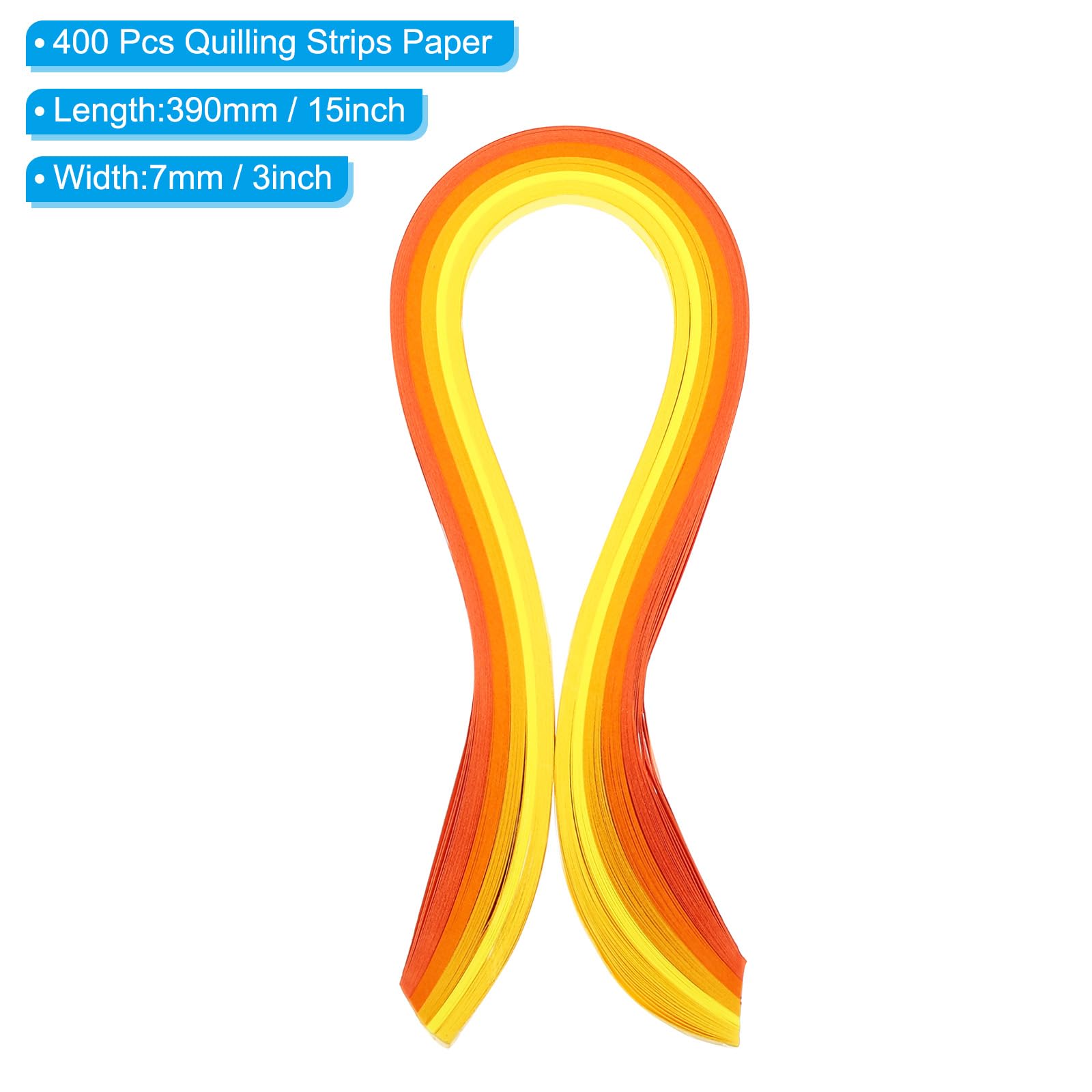 PATIKIL 390 x 7mm Rainbow Quilling Strips Paper,400 Pcs Origami Paper Quilling Strip for Art DIY Hand Craft Christmas Gradient Yellow - Image 2