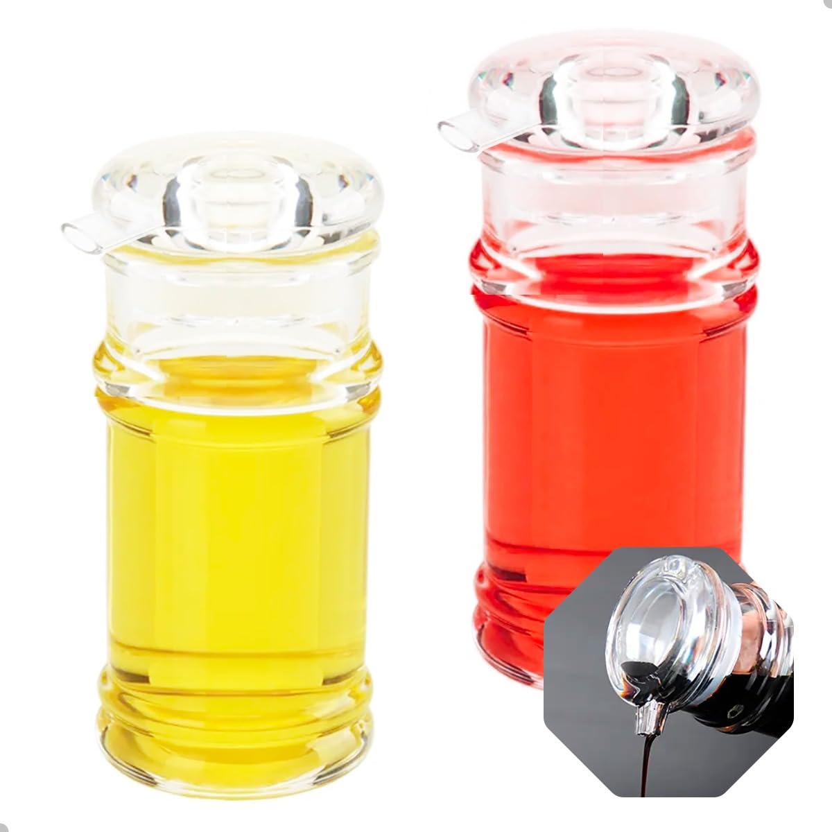 Conjunto de Galheteiro Acrílico, 2 Peças, Recipientes para Azeite e Vinagre 100ml