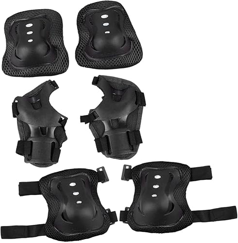 Miniatura 8 de Kisangel 6 unidades de muñequeras para patinaje sobre ruedas para adultos, coderas para adultos, almohadillas de patinaje para adultos, rodilleras,