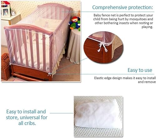 Miniatura 3 de FOXBI Mosquitera para cuna para cama de bebé, tamaño universal, malla para cuna, mosquiteras para niños, red ultra densa para evitar que los niños