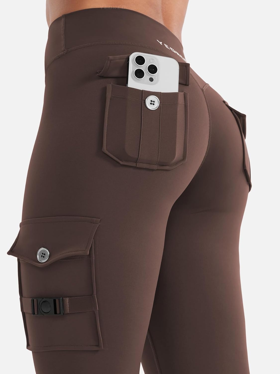 YEOREO CoreFlex Workout Cargo Leggings with Pockets for Women Hidden Scrunch Butt Lifting Leggings Gym Yoga Pants - Image 2
