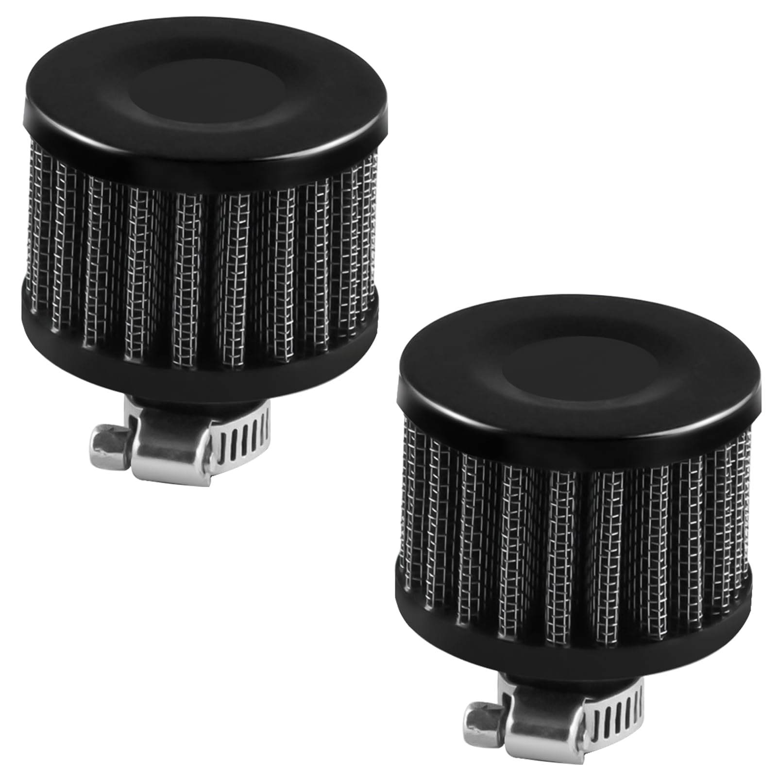 12mm Air Filter Mini - Universal Cold Air Intake Filter Breather Turbo Vent Air Filter For Car and Motorcycle, Black, Pack of 2