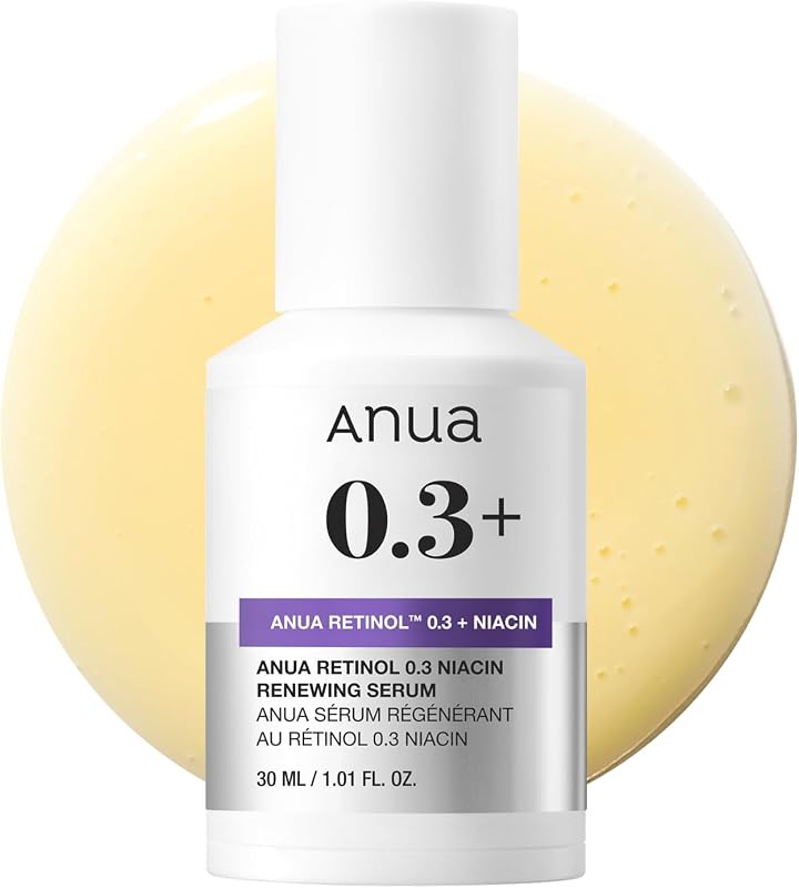 Anua Retinol Serum for Smooth & Renewed Texture, 1.01 fl oz | 0.3% Retinol, 5% Niacinamide, Hydration & Glass Skin, Gentle for Beginners, Korean Skincare