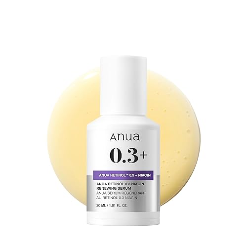 Anua Suero de retinol para piel con textura antienvejecimiento 0.11% de retinol, 5% niacinamida, 20+ingredientes calmantes suaves para