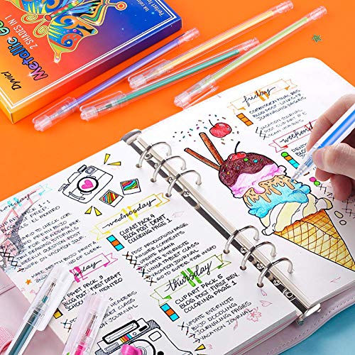 Dyvicl Dual Metallic Gel Pen, Liquid Glitter Iridescent Gel Pen For Adult Coloring, Doodling, Drawing, Scrapbooking, Card Making, Illustrations, Designs, Journaling, Set Of 12 #TOP5