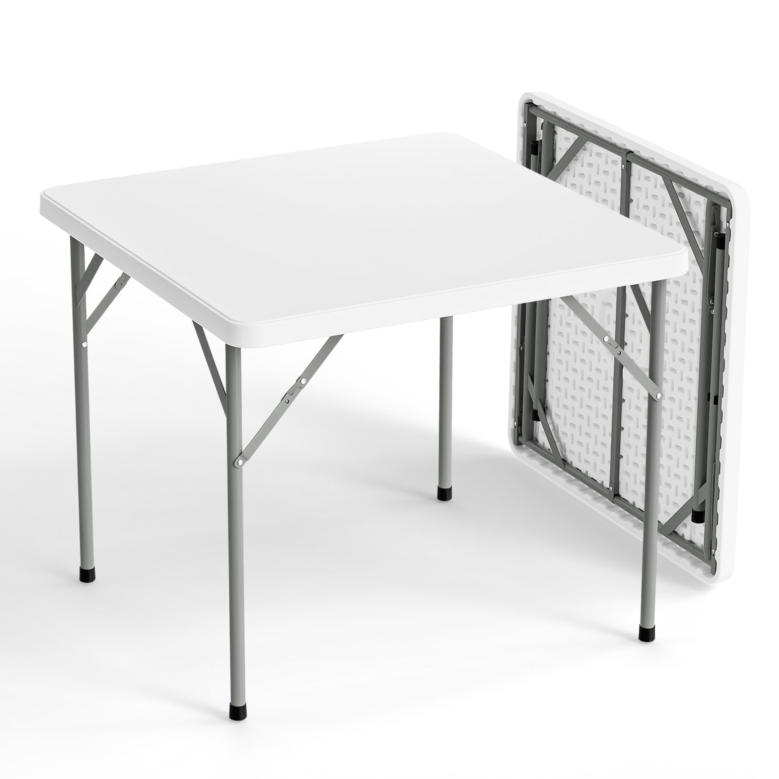 VINGLI Card Square Table, 34 inch Foldable Legs Full Table Top, Easy to Set up and Store, Folding Portable for Game Puzzles, Gathering, Party, Dining, Indoor, Outdoor, Outside