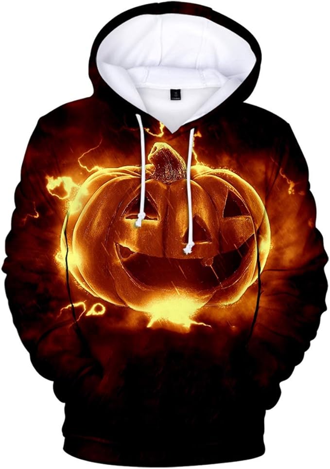 Sweatshirt D'halloween Pour Homme Motif Imprimé Fantôme Humour Citrouille Sweater Manches Longues Blouse Capuche Costume De Halloween Homme Mode Casual D'intérieur Décontracté Pour L'automne