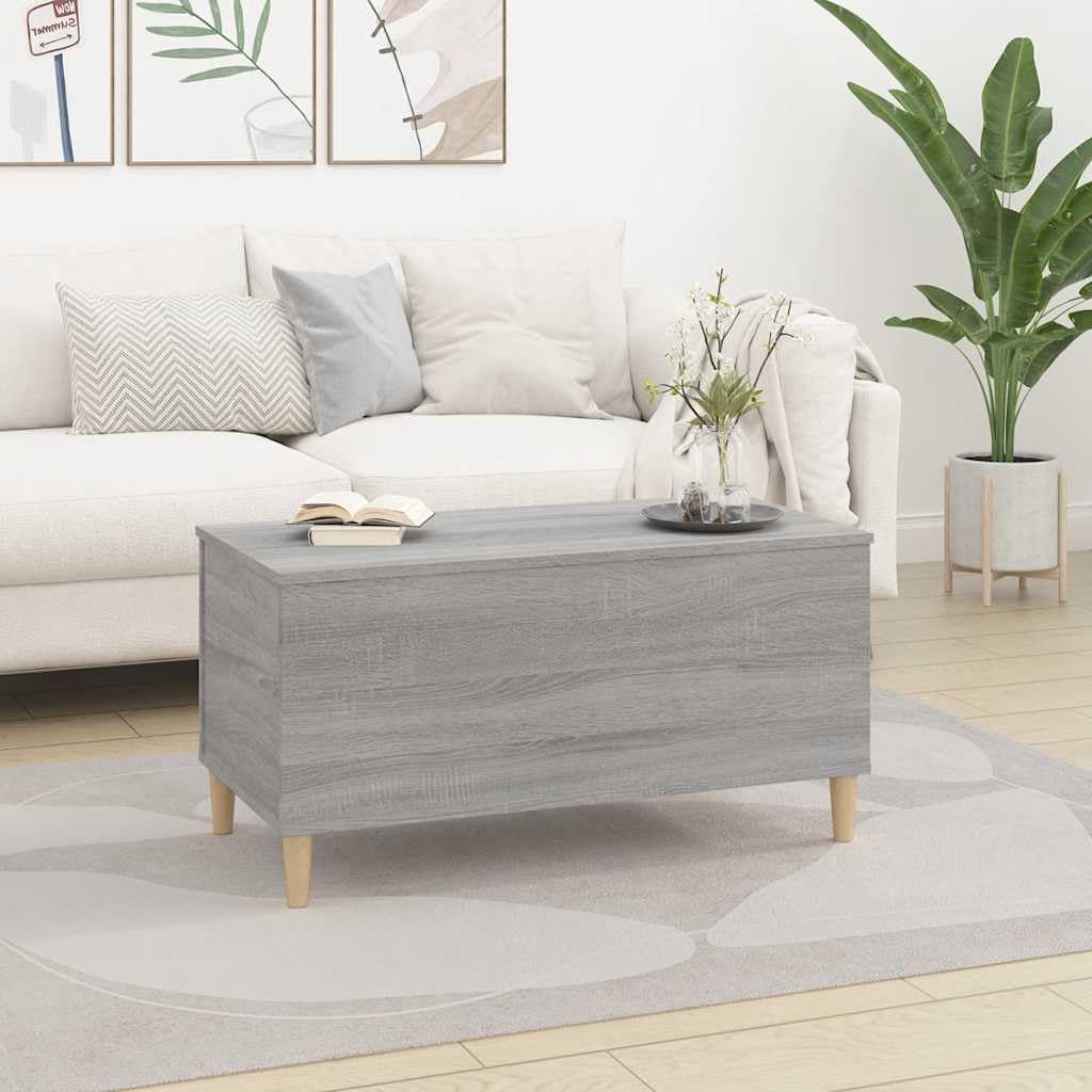 Stolik kawowy Sonoma szary, 90 x 44,5 x 45 cm, materiał drewnopochodny, z regulacją wysokości, z miejscem do przechowywania, trwały, nowoczesny mebel do salonu, nadaje się jako stolik do sofy